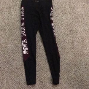 Pink ultimate leggings with maroon and mesh sides